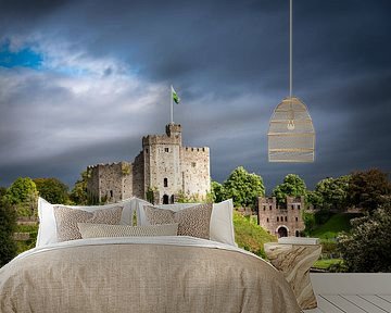 Kasteel Cardiff, tegen een dreigende lucht, Wales van Rietje Bulthuis