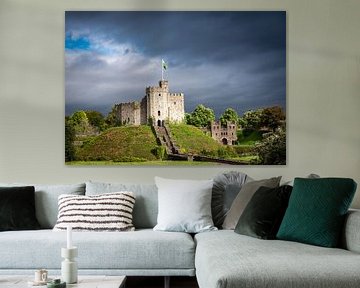 Castle Cardiff, against a threatening sky, Wales by Rietje Bulthuis