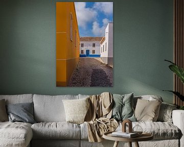 Een typisch portugese straat, Vila do Bispo, Algarve, Portugal
