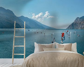 Wind surfing at lake Garda, Torbole, Südtirol - Alto Adige, Italy by Rene van der Meer