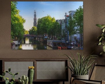Prinsengracht Amsterdam met Westerkerk sur Dennis van de Water
