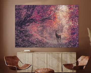 The red deer in the red forest by Elianne van Turennout