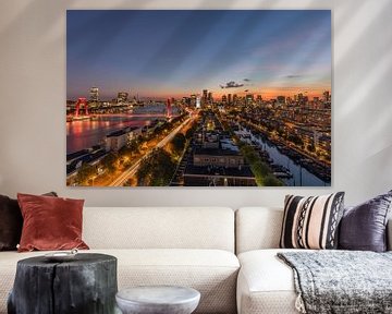 De skyline van Rotterdam tijdens zonsondergang van MS Fotografie | Marc van der Stelt