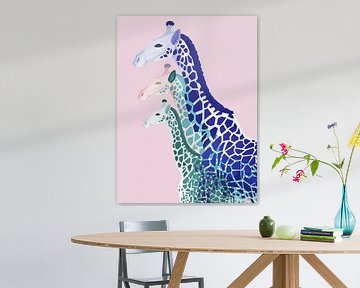 Giraffes in Roze van Goed Blauw