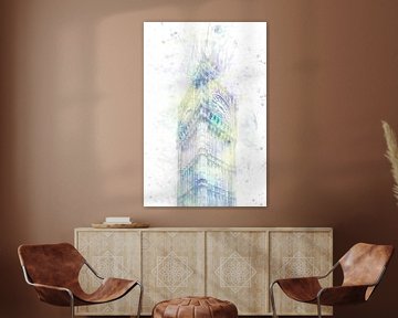 Modern Art BIG BEN | Aquarell Pastell von Melanie Viola