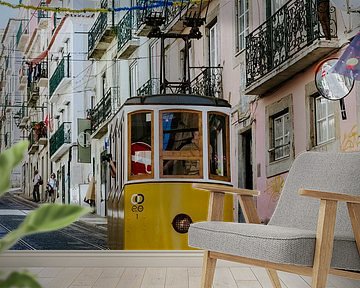 Yellow tram in Lisbon by Jessica Arends
