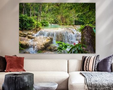 Waterfall Kuang Si in the forest, Laos by Rietje Bulthuis