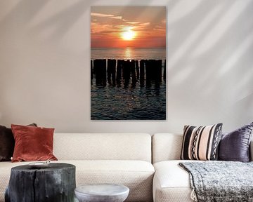 Coucher de soleil sur la plage de Zoutelande sur MSP Canvas