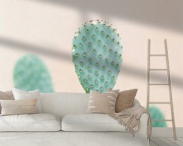 Cactus print Perfect for a botanical interior Green and soft orange Pastel photo print for on the wa by Raisa Zwart