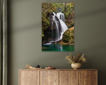 Chute d'eau dans les gorges de Vintgar en Slovénie