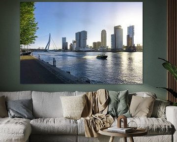 Rotterdam | Taxi d'eau et ligne d'horizon Wilhelminapier sur Ricardo Bouman Photographie