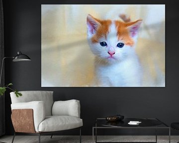 Abstract werk van een rood kitten sur W J Kok