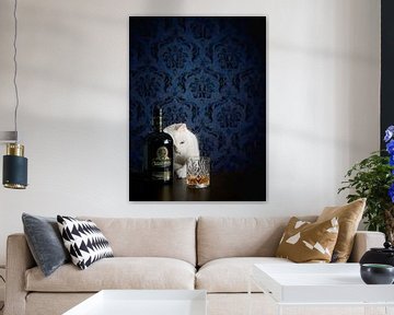 Still life with white cat and whisky von Patrycja Izabela Lassocinska