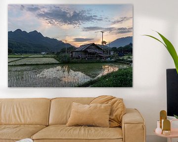 Sunset in the mountain village of Mai Chau. North Vietnam. Asia by Rick Van der Poorten