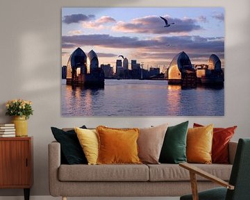 Seagulls over the Thames Barrier, London by Helga Novelli