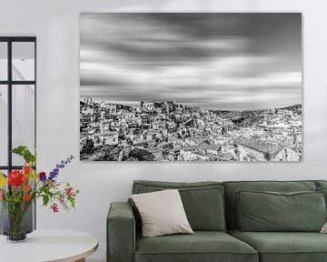 Matera-panorama in zwart en wit