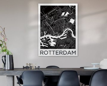 Rotterdam | City map Black White by WereldkaartenShop