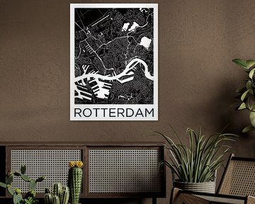 Rotterdam | Stadtplan schwarz weiß von Wereldkaarten.Shop