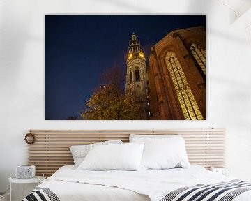 Lange Jan en de Koorkerk bij nacht van Marcel Klootwijk