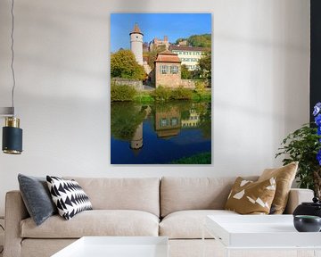 Wertheim with the Tauber River and the Castle by Gisela Scheffbuch