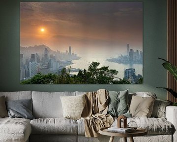 Sonnenuntergang über Victoria Harbour Hong Kong von Paul Dings