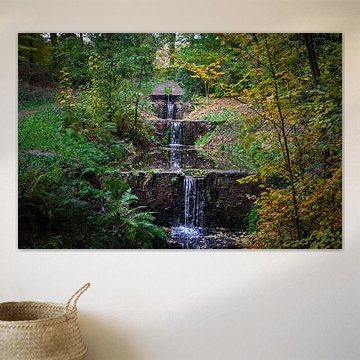 Waterfall in an autumn wood