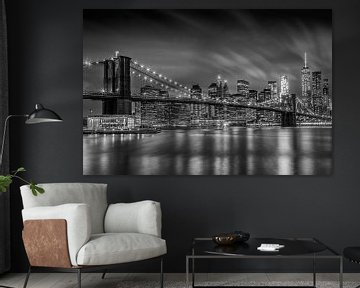 BROOKLYN BRIDGE Impressies bij nacht | Monochroom