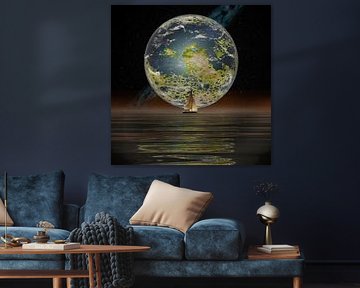 The New Moon on the horizon by Frans Blok - photos, art and other wall decoration