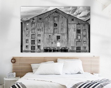 Pakhuis Trondheim in zwart/wit van Menno Schaefer