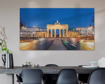 Brandenburger tor bij nacht, Berlin, Duitsland