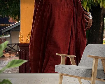 Myanmar: Monnik bij Kyaikpun pagode (Bago Township)