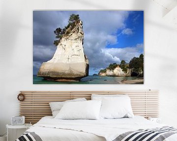 Hoho rock sur la plage de Cathedral Cove en Nouvelle-Zélande sur Aagje de Jong