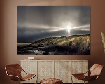 Licht in de storm, vuurtoren op Texel van Jolanda van Straaten