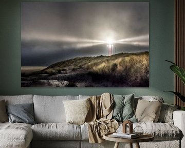 Licht in de storm, vuurtoren op Texel van Jolanda van Straaten