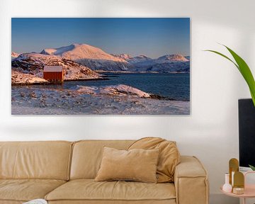 Winterlandschap met boothuis in Noorwegen van Adelheid Smitt