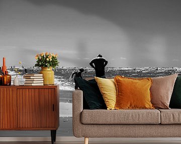 Vader en zoon aan het strand