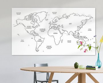 World Map | Continents and World Seas by WereldkaartenShop