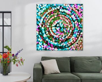 Cercle multicolore, pointillisme sur Rietje Bulthuis