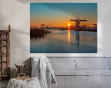 zonsopkomst bij molen kinderdijk sur Chris van Es