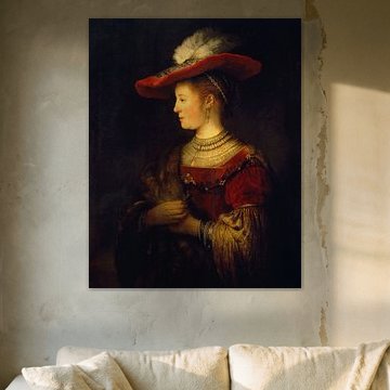 Saskia et profil en robe riche - Rembrandt