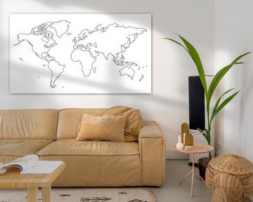 Weltkarte | Linienzeichnung von Wereldkaarten.Shop
