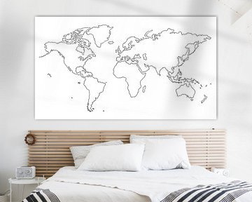 Carte du monde | Dessin au trait sur WereldkaartenShop