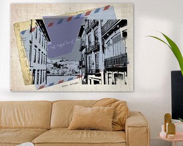 stijlvolle retro ansichtkaart van Porto van Ariadna de Raadt-Goldberg