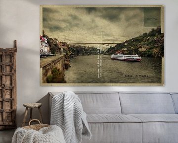 Panorama des Douro-Flusses, Dom Luiz Brücke von Porto, Portugal von Ariadna de Raadt-Goldberg