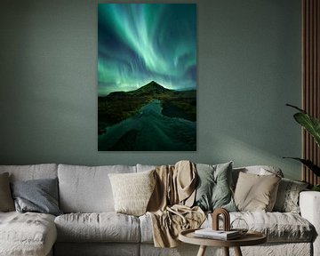 Sterk noorderlicht, IJsland van Sven Broeckx