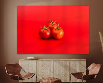 Tomaten op rode achtergrond van Wim Stolwerk