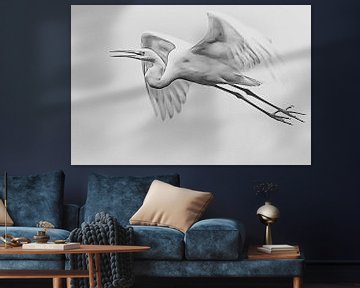 Vliegende zilverreiger van Art by Jeronimo