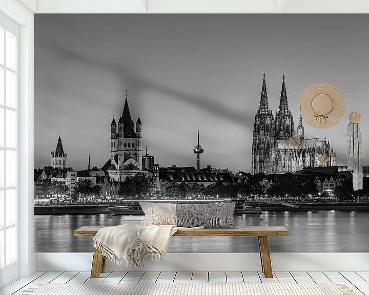 Beispiel fototapete: Wunderschönes Köln schwarz-weiß von Michael Valjak