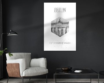 Coordinates BERLIN Brandenburg Gate | monochrome watercolor by Melanie Viola