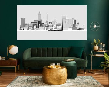 Rotterdam skyline in greyscale by Frans Blok